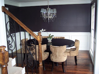 Dining room, dark brown paint