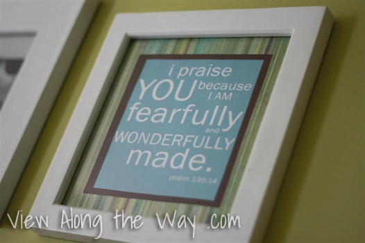 Nursery Bible Verse Art: Praise you because I am fearfully and wonderfully made