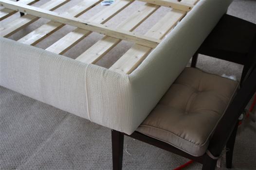 finishing upholstering a DIY bed