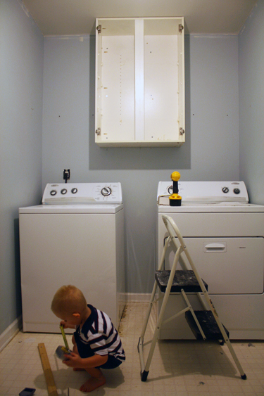 Laundry room cabinet installation