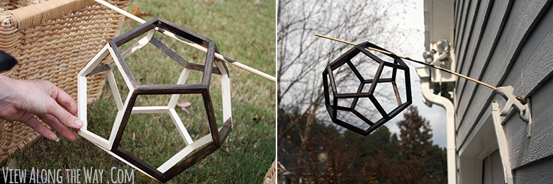 Dark walnut stain on a dodecahedron