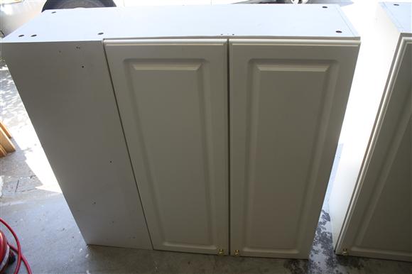 white laminate upper cabinet