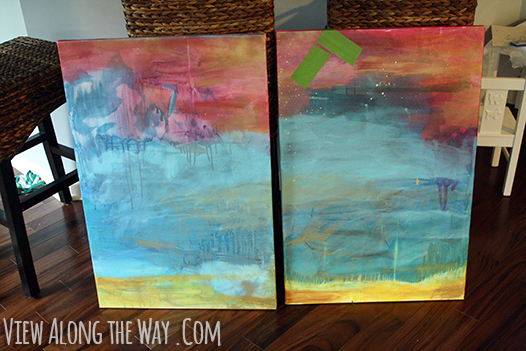 Painted abstract canvases; acrylic on canvas