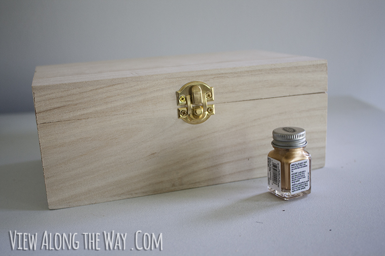 Raw wood unfinished craft box and Testors Enamel paint
