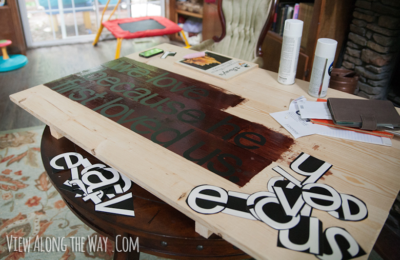 Attaching letter stickers