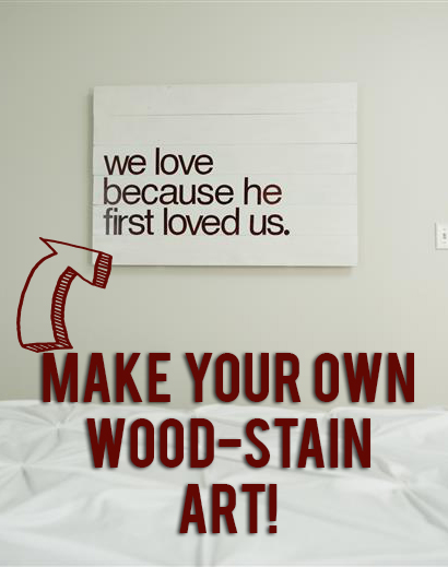 DIY wood stain typography art