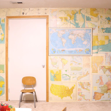 Creative map college (perfect in a kids' room or schoolroom!) - plus TONS of other inexpensive wall decor ideas!