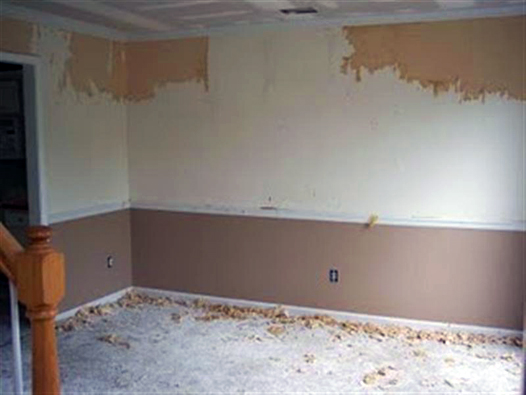 Dining Room Before: Peeling Wallpaper, Brass Chandelier