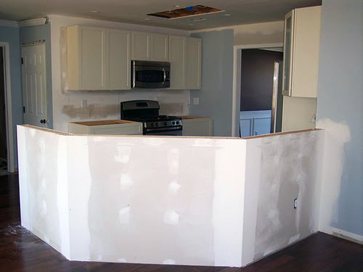 Installing a Half-Wall Kitchen Island