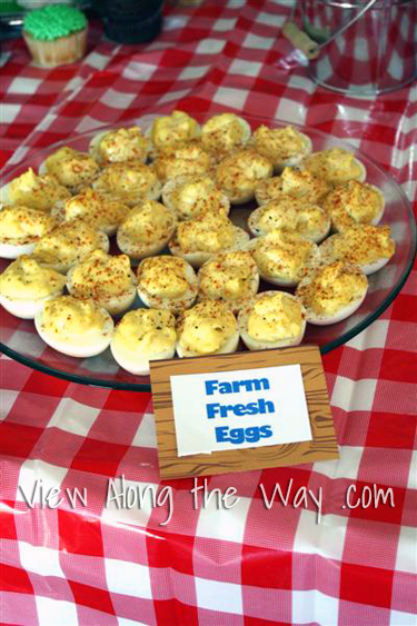 Barnyard/Farm Theme First Birthday Party Food Table Ideas: Deviled Eggs