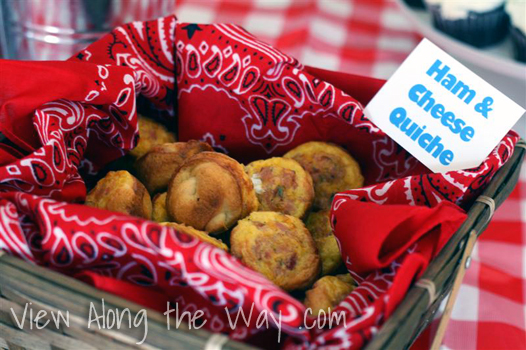 Barnyard/Farm Theme First Birthday Party Food Table Ideas: Quiche
