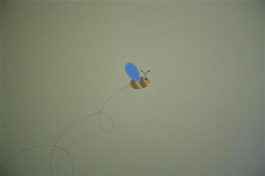 Tiny Bee Mural in Green Baby Boy Nursery