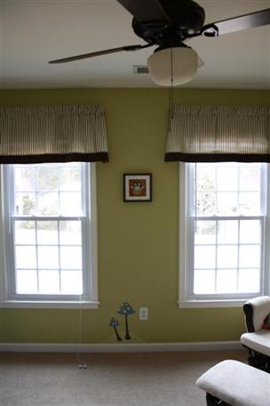 Valance Curtains in Green Baby Boy Nursery