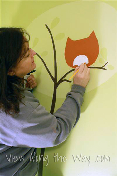 Painting an Owl in a Tree Mural on a Nursery Wall