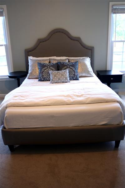 DIY Upholstered Platform Bed and Headboard at View Along the Way