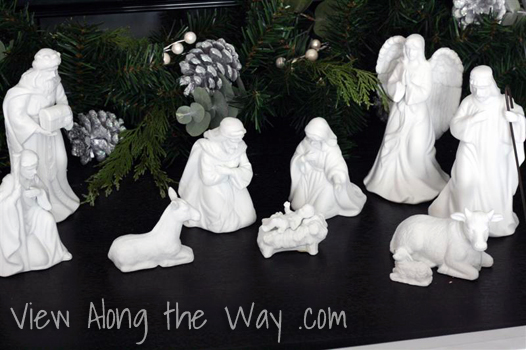 White ceramic nativity scene for Christmas decorations