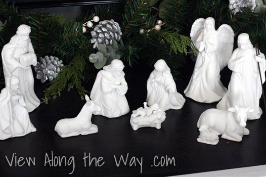 White ceramic nativity scene for Christmas decorations White ceramic nativity scene for Christmas decorations