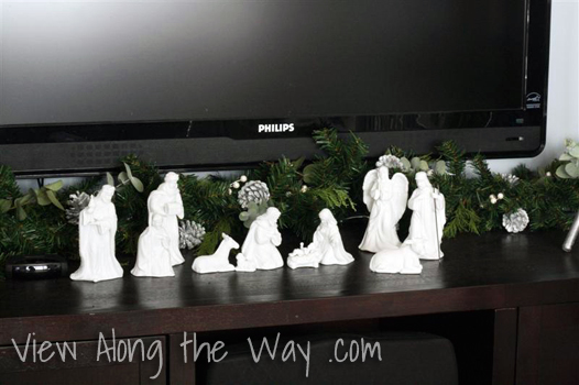White ceramic nativity scene for Christmas