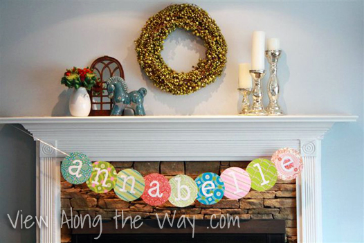 Baby shower decoration idea: Scrapbook paper banner DIY with tutorial