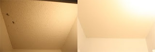 Before and after: ceilings with popcorn texture removed and flat ceilings