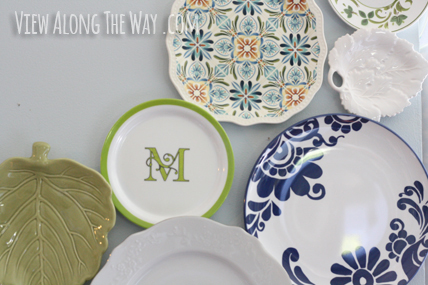 Collage of plates - using plates as wall decor!