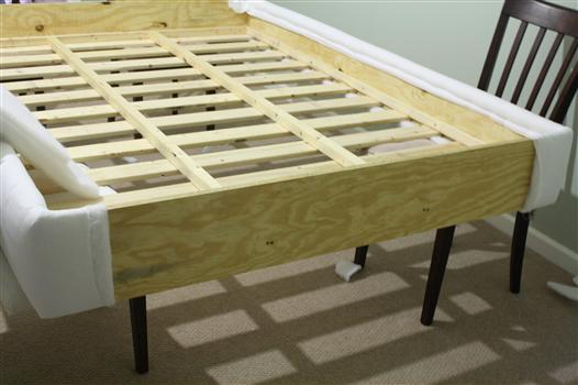 covering a bed frame in fabric