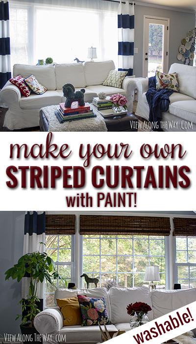 DIY *painted* striped curtains! And they are washable!