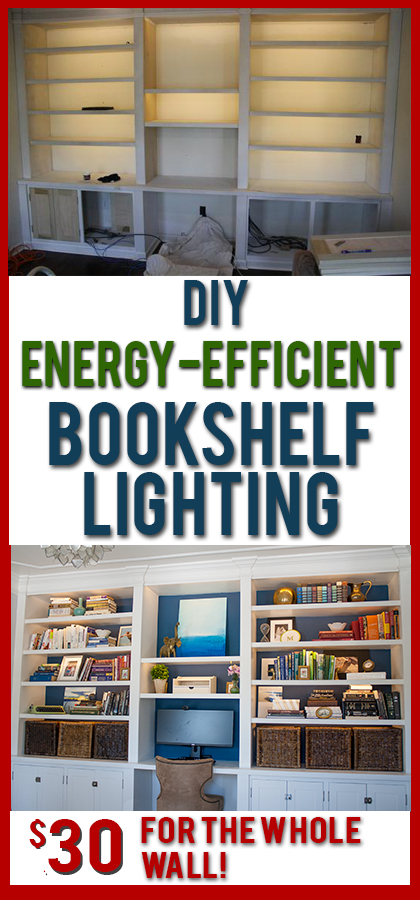 DIY lights for bookshelves or under cabinets. Such soft, even light and it's SO cheap to buy and install!