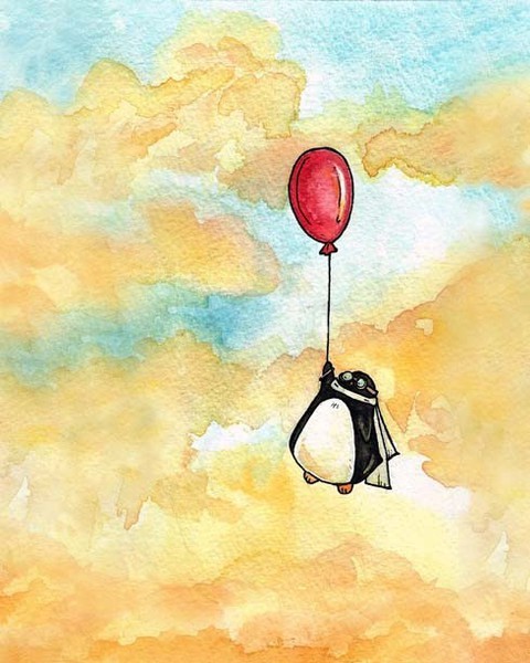 Penguin balloon print nursery