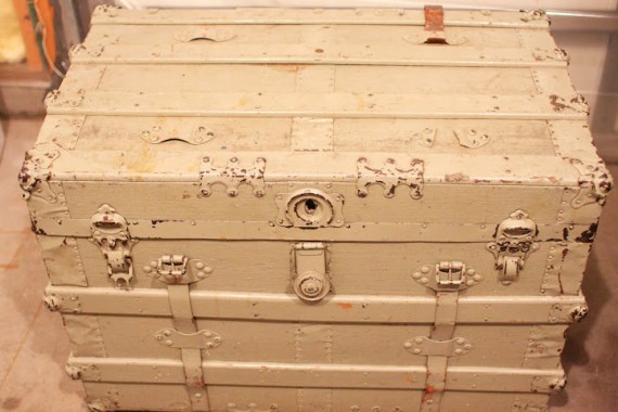 white antique trunk