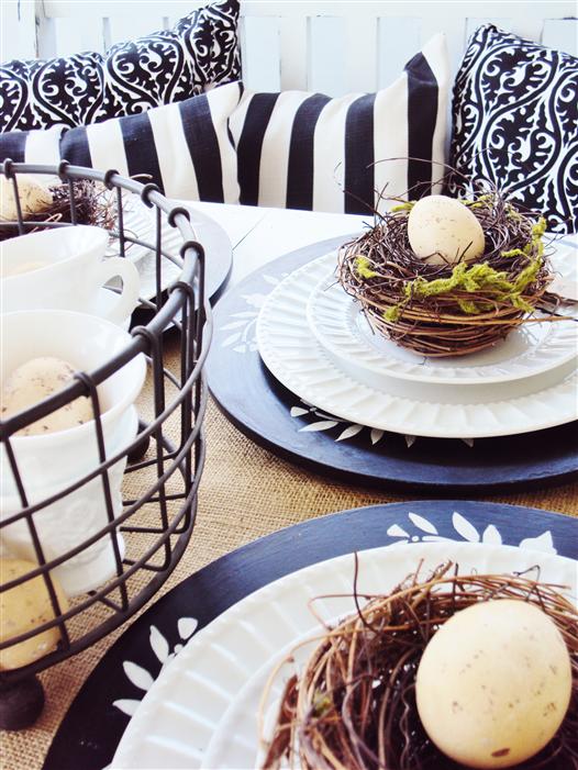 birds nest table decor, nest centerpiece