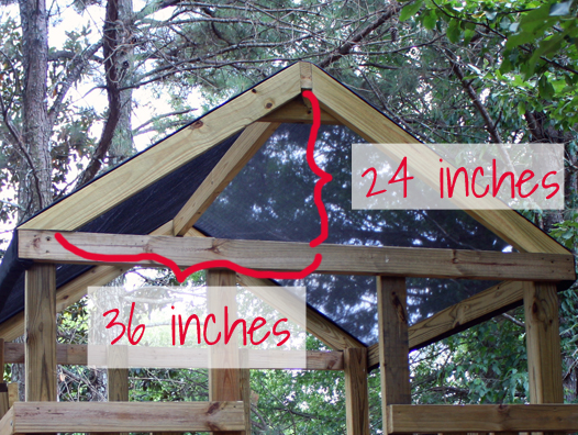 DIY Playground tutorial: measuring the rafters for an 8/12 roof pitch