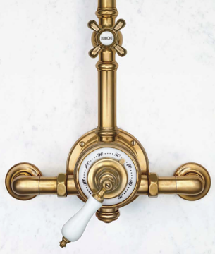 waterworks etoile unlacquered brass shower fittings