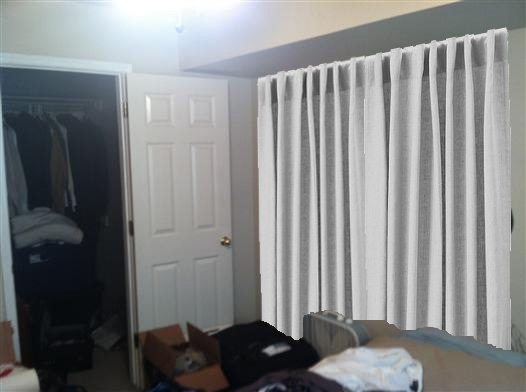using curtains to hide a wall mural