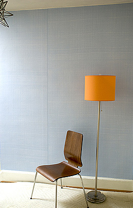 Blue linen-look temporary wallpaper