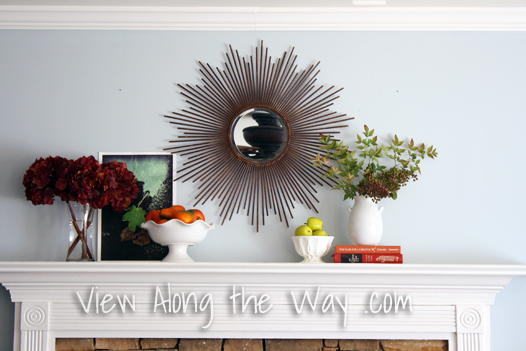 Fall/autumn mantle/mantel decorations at View Along the Way