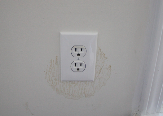 stained wall around receptacle stained wall around receptacle