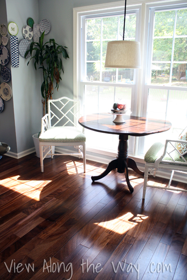 Breakfast nook with fall centerpiece