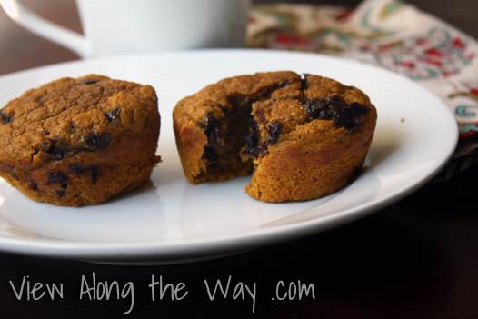 Healthy Real Food Pumpkin/Sweet Potato Chocolate Chip Muffins