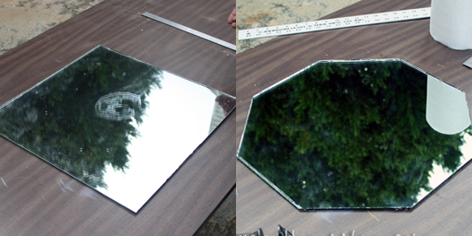 square mirror to octagon: how to cut mirror
