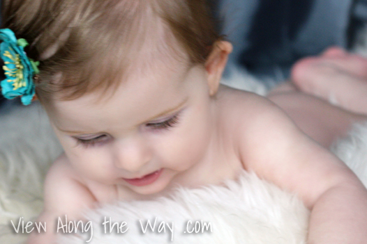 baby girl on sheepskin