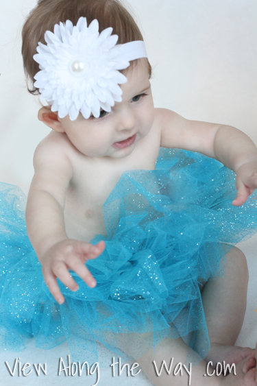 baby girl in turquoise tutu