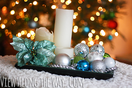 Easy Christmas Decor: Mirrored tray with ornaments