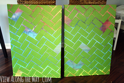 How to make herringbone art, abstract art on canvas with acrylics