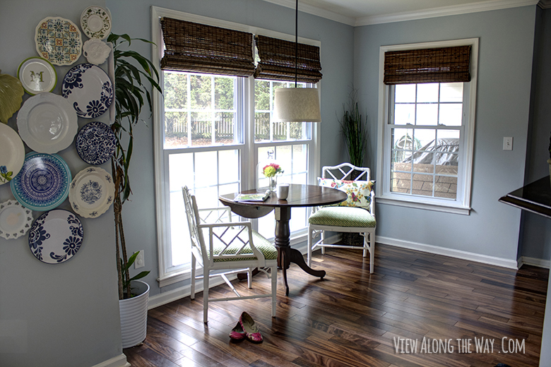 Breakfast nook with bamboo blinds