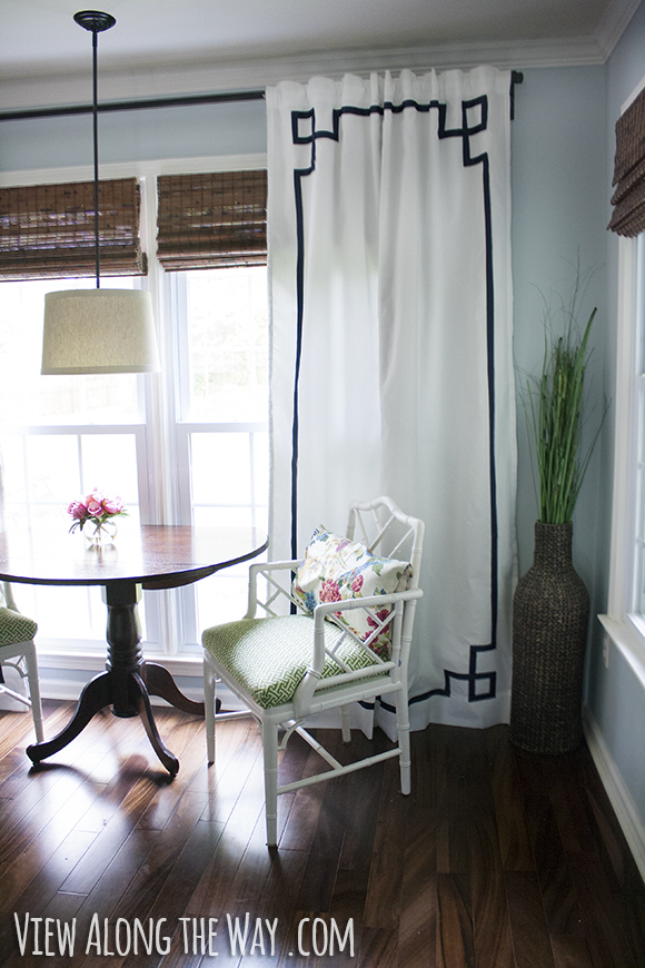 DIY no-sew Greek key curtain panels