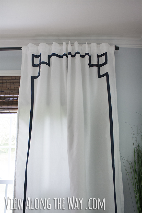 Diy No Sew Greek Key Curtain Panels, Greek Key Shower Curtain