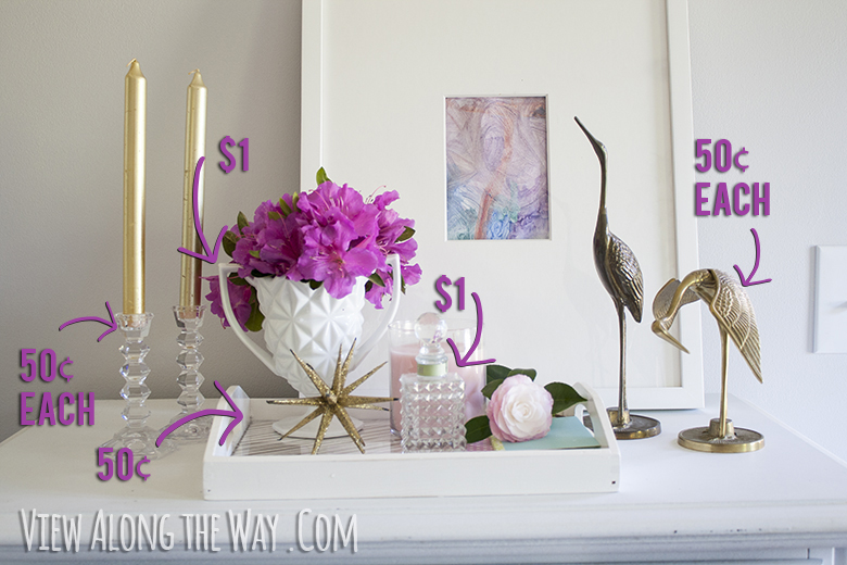 Creating beautiful vignettes with yard sale decor