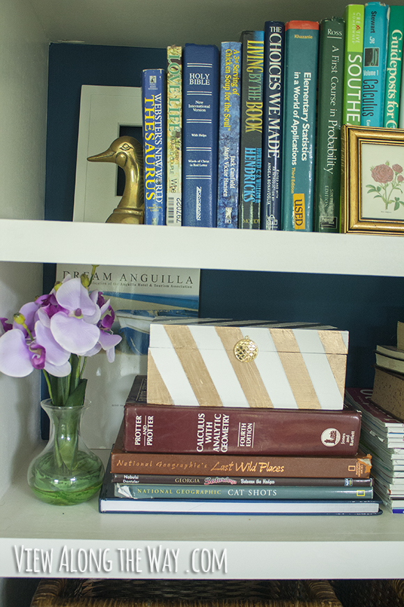 Bookshelf with white box