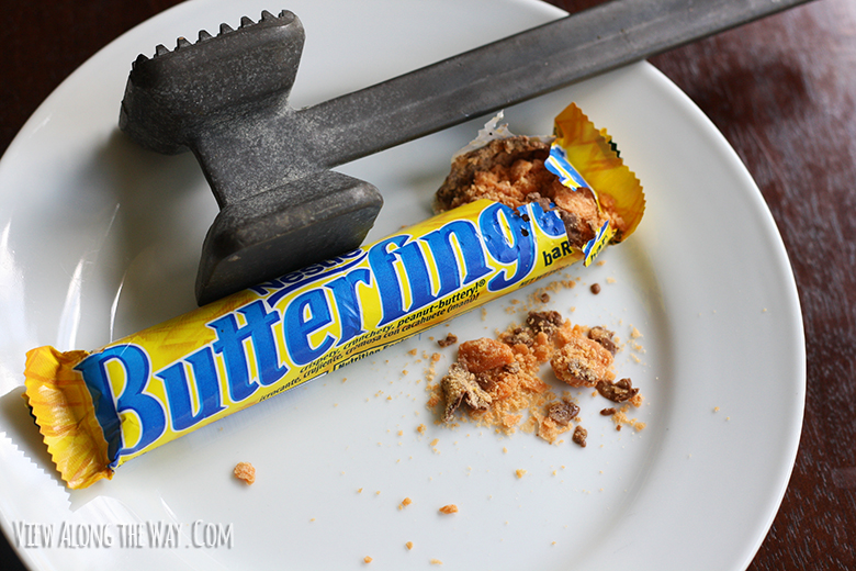 Crushing Butterfinger crumbs